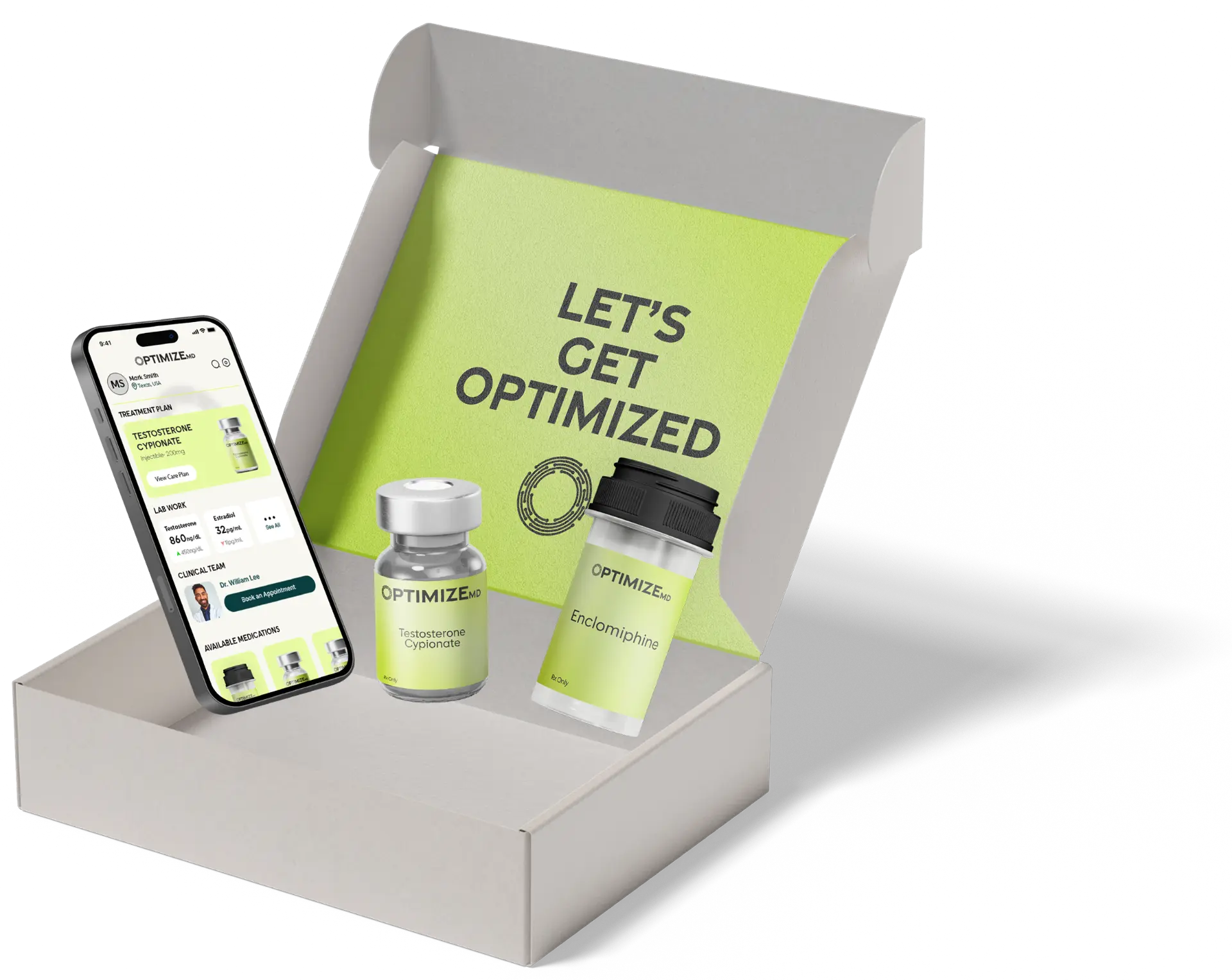 Medication delivery kit with vials and patient app